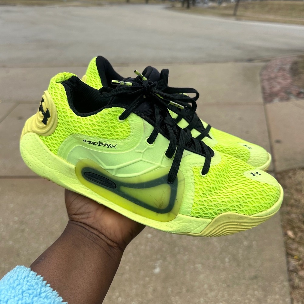 Under Armour Anatomix Spawn 2 Athletic Shoes Unisex Size M7.5 W9 "Neon Yellow" - Picture 7 of 13
